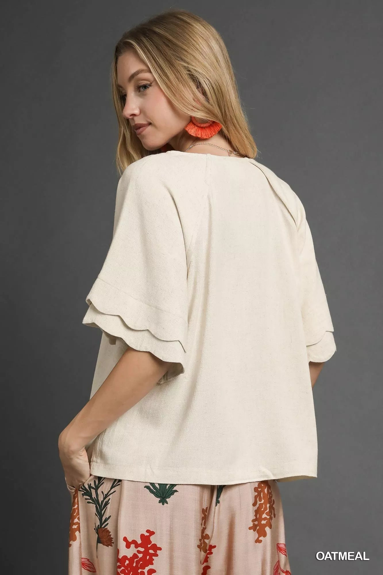 Umgee Linen Scallop Sleeve Boho Top - Bitsy Gypsy Boutique