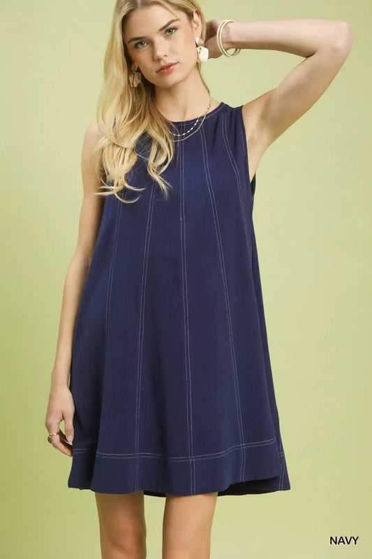 Umgee Linen Sleeveless Swing Dress - Bitsy Gypsy Boutique