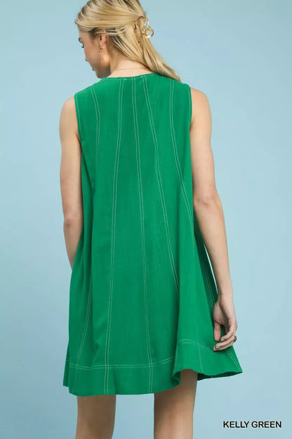 Umgee Linen Sleeveless Swing Dress - Bitsy Gypsy Boutique