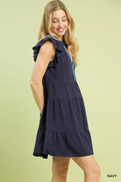 Umgee Linen Tiered Baby Doll Dress - Bitsy Gypsy Boutique