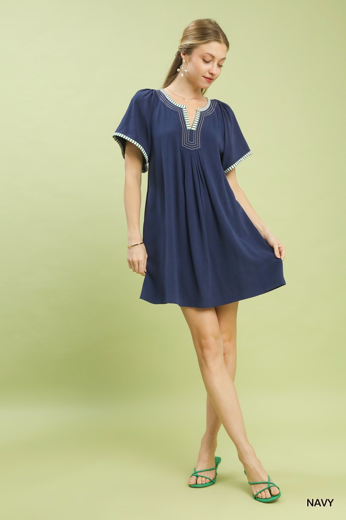 Umgee Linen Trim Tunic Dress - Bitsy Gypsy Boutique