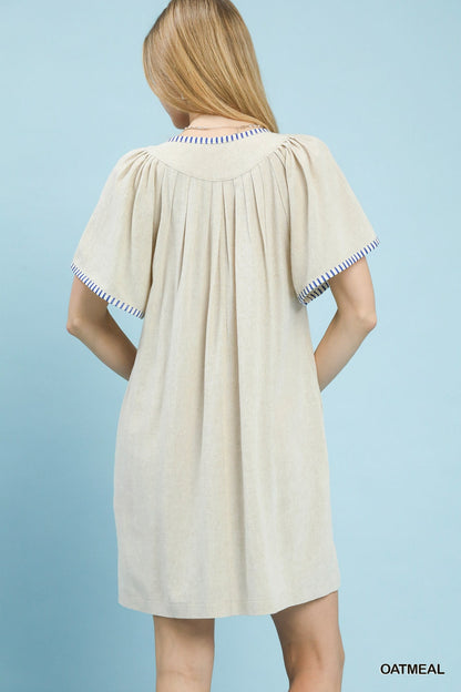 Umgee Linen Trim Tunic Dress - Bitsy Gypsy Boutique