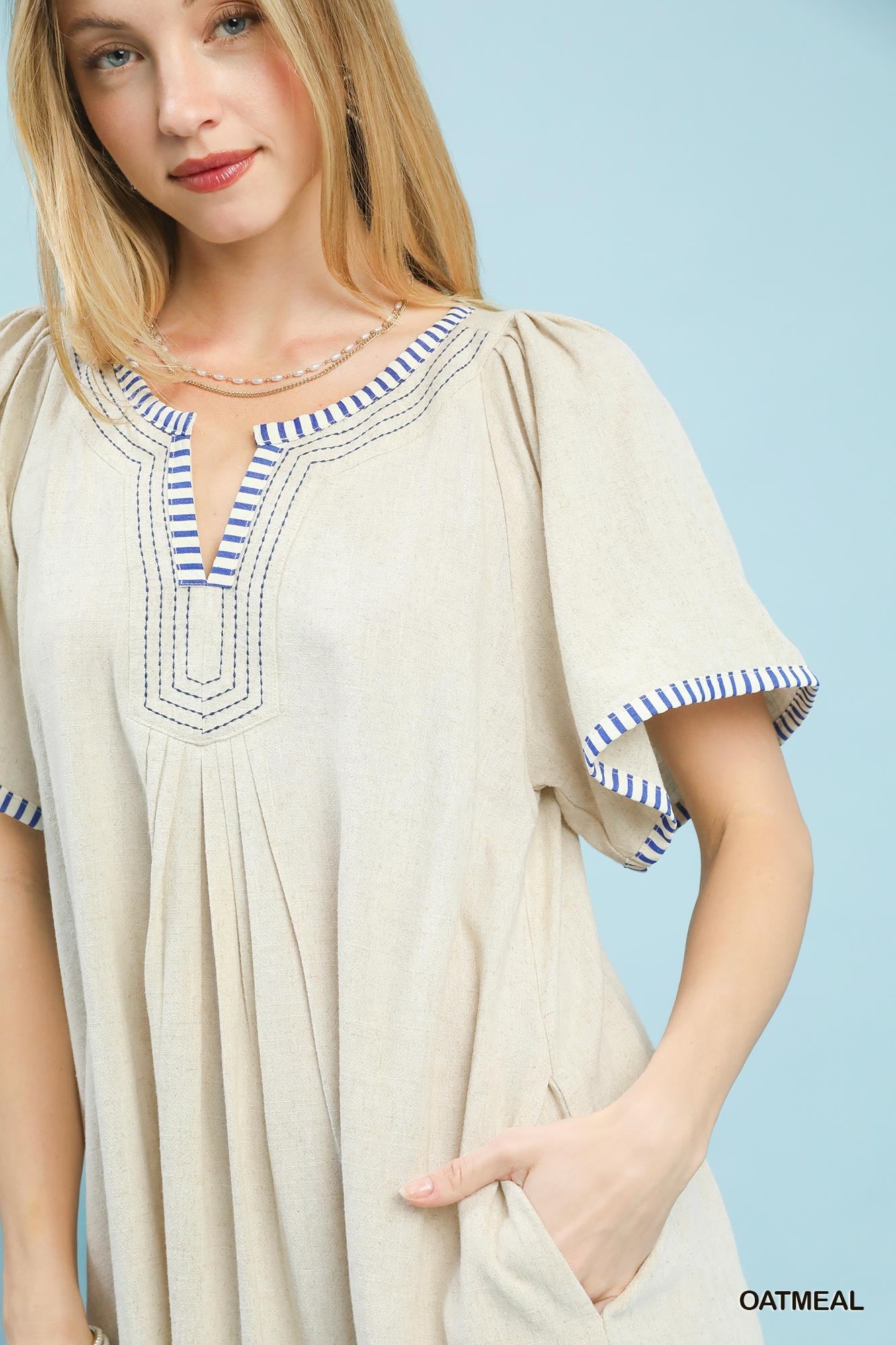 Umgee Linen Trim Tunic Dress - Bitsy Gypsy Boutique