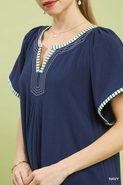 Umgee Linen Trim Tunic Dress - Bitsy Gypsy Boutique