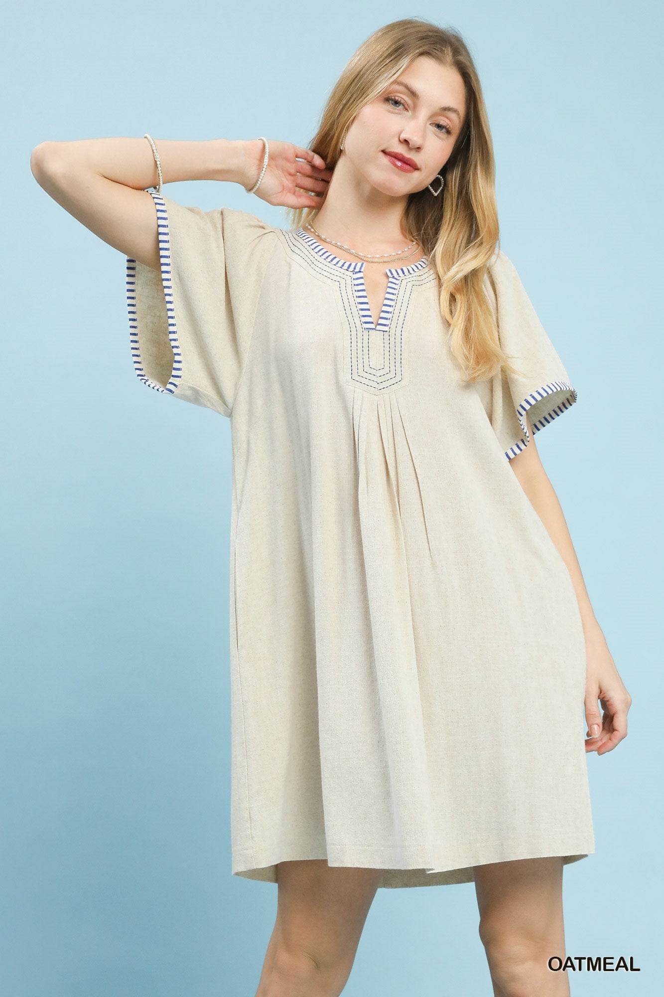 Umgee Linen Trim Tunic Dress - Bitsy Gypsy Boutique