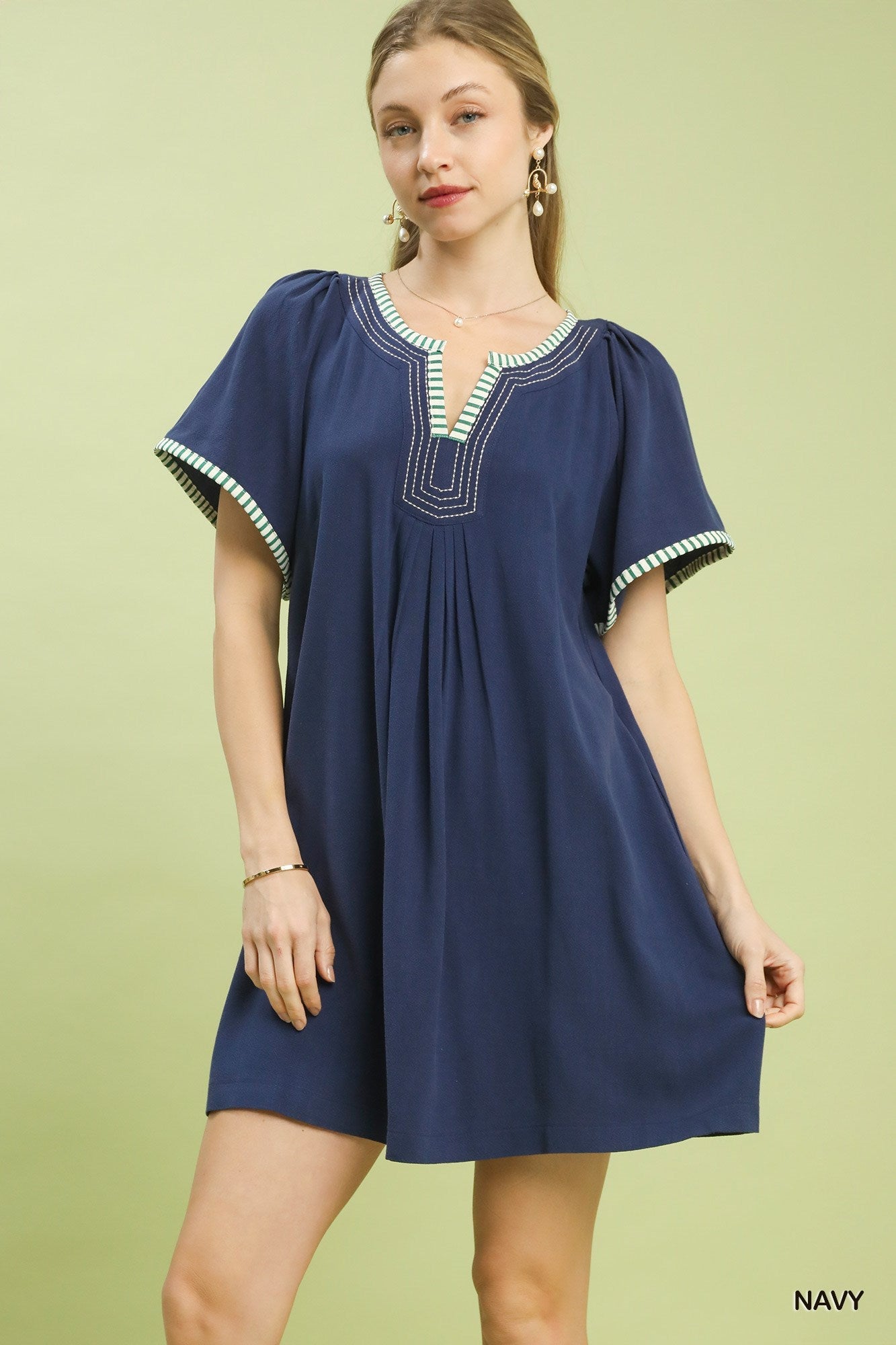 Umgee Linen Trim Tunic Dress - Bitsy Gypsy Boutique