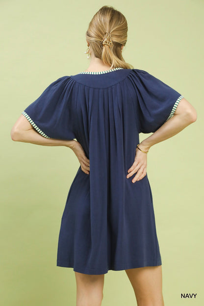 Umgee Linen Trim Tunic Dress - Bitsy Gypsy Boutique