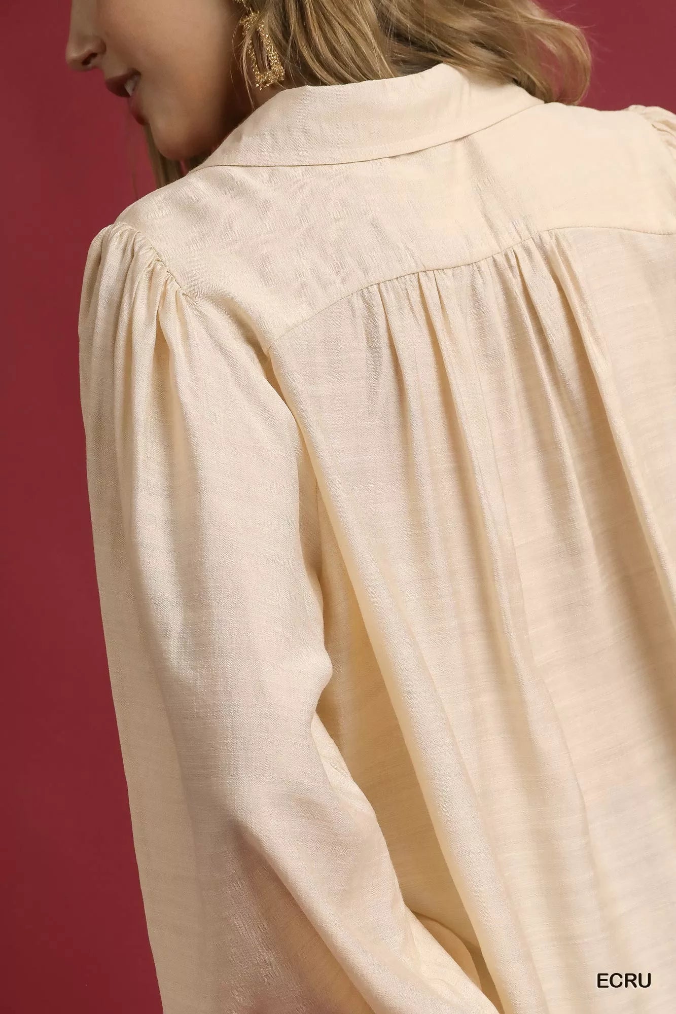 Umgee Long Sleeve Blouse with Leopard Print Trim - Bitsy Gypsy Boutique