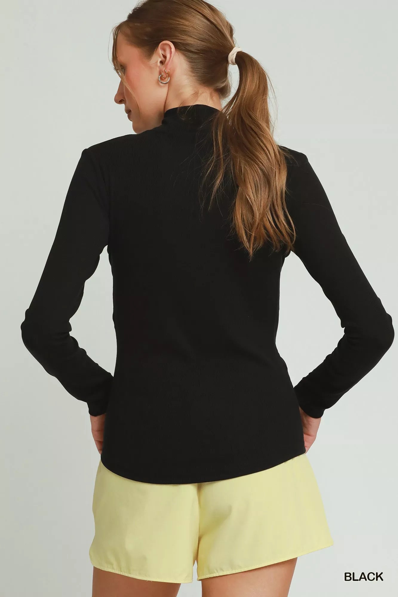 Umgee Long Sleeve Mock Neck Top - Bitsy Gypsy Boutique