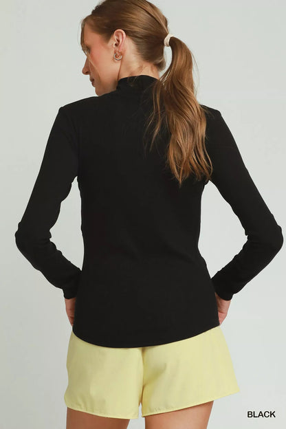 Umgee Long Sleeve Mock Neck Top - Bitsy Gypsy Boutique