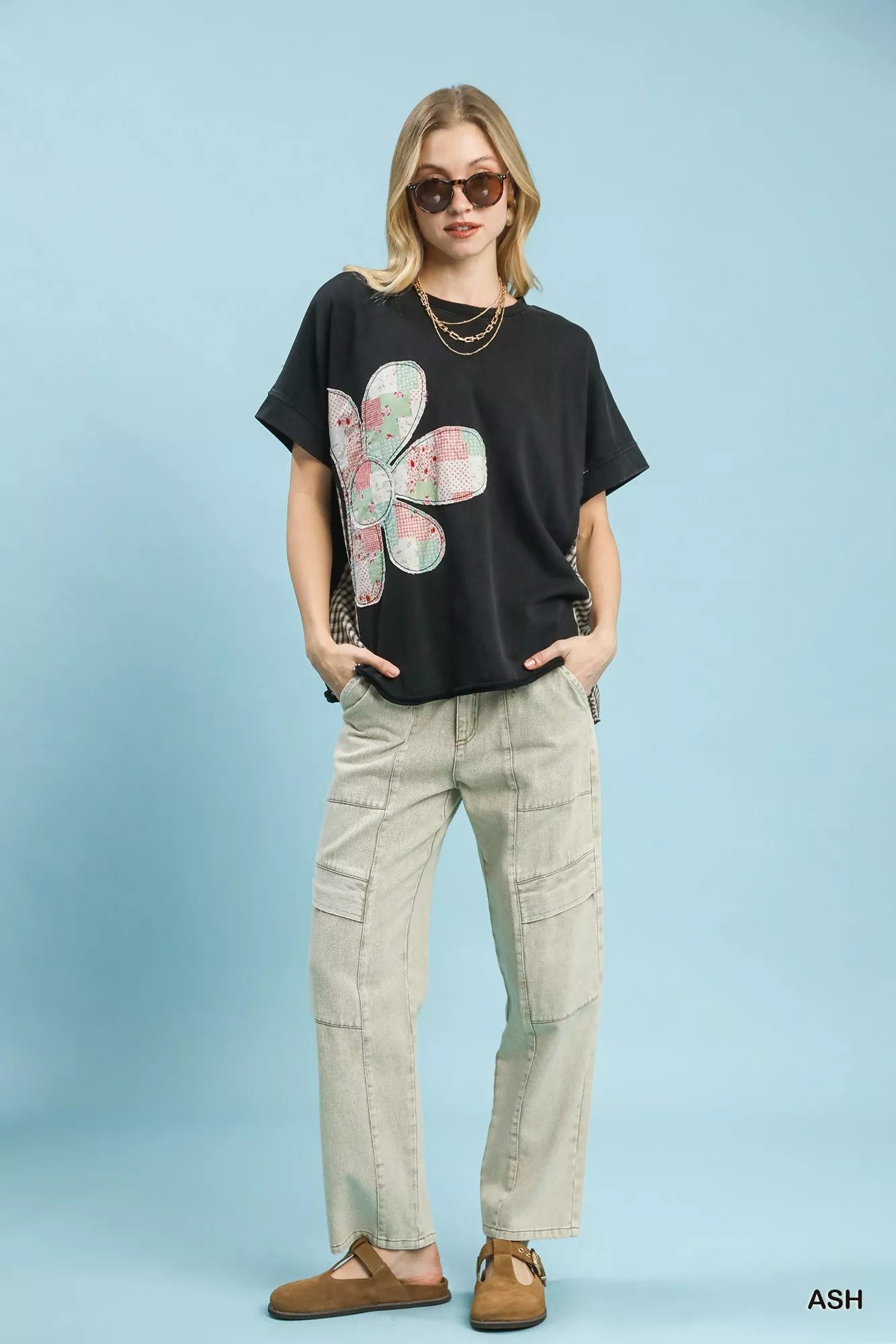 Umgee Mineral Wash French Terry Top - Bitsy Gypsy Boutique