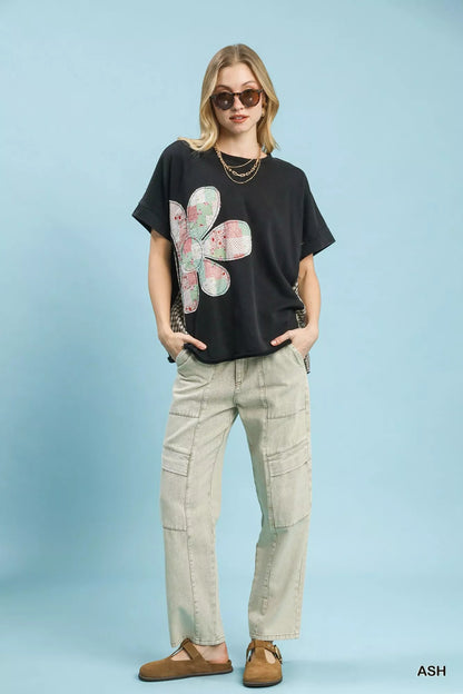 Umgee Mineral Wash French Terry Top - Bitsy Gypsy Boutique