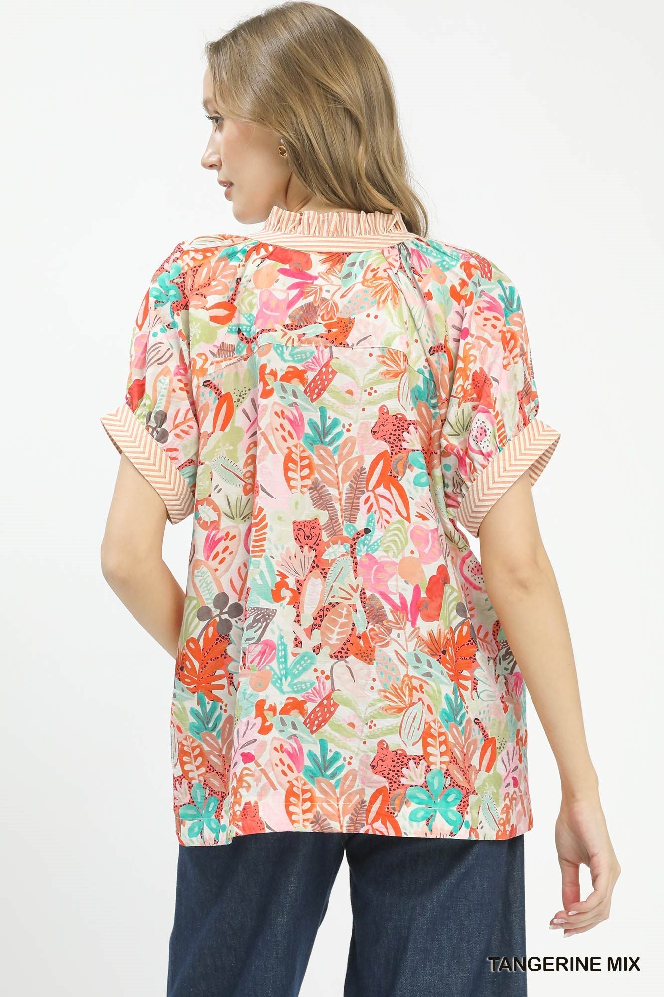 Umgee Mix Boho Printed V - Neck Top - Bitsy Gypsy Boutique