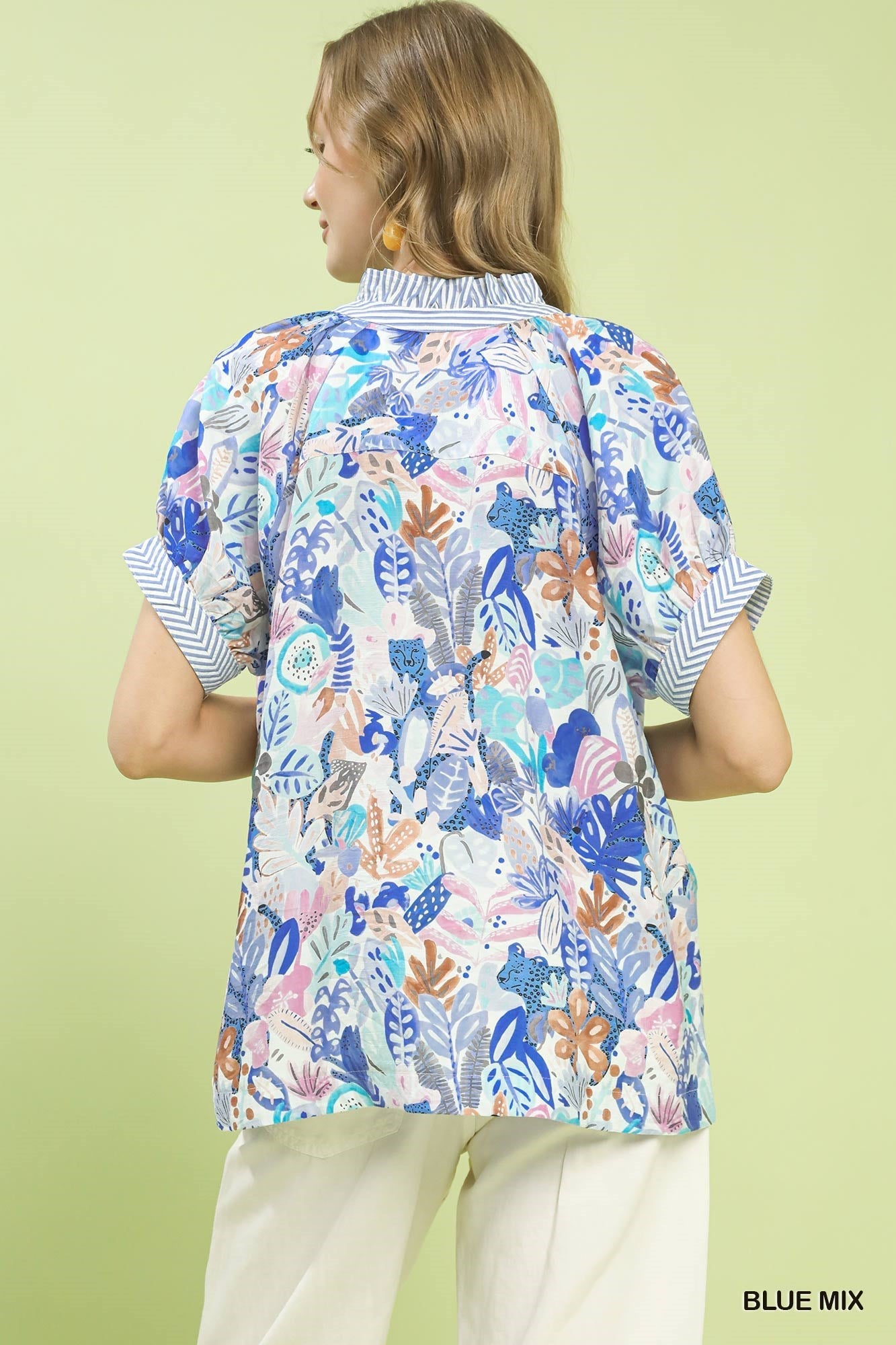 Umgee Mix Boho Printed V - Neck Top - Bitsy Gypsy Boutique