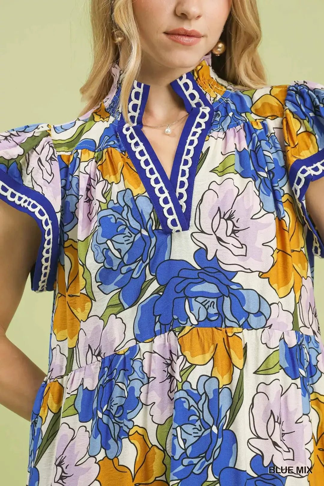 Umgee Mix Bold Floral Tiered Midi Dress - Bitsy Gypsy Boutique