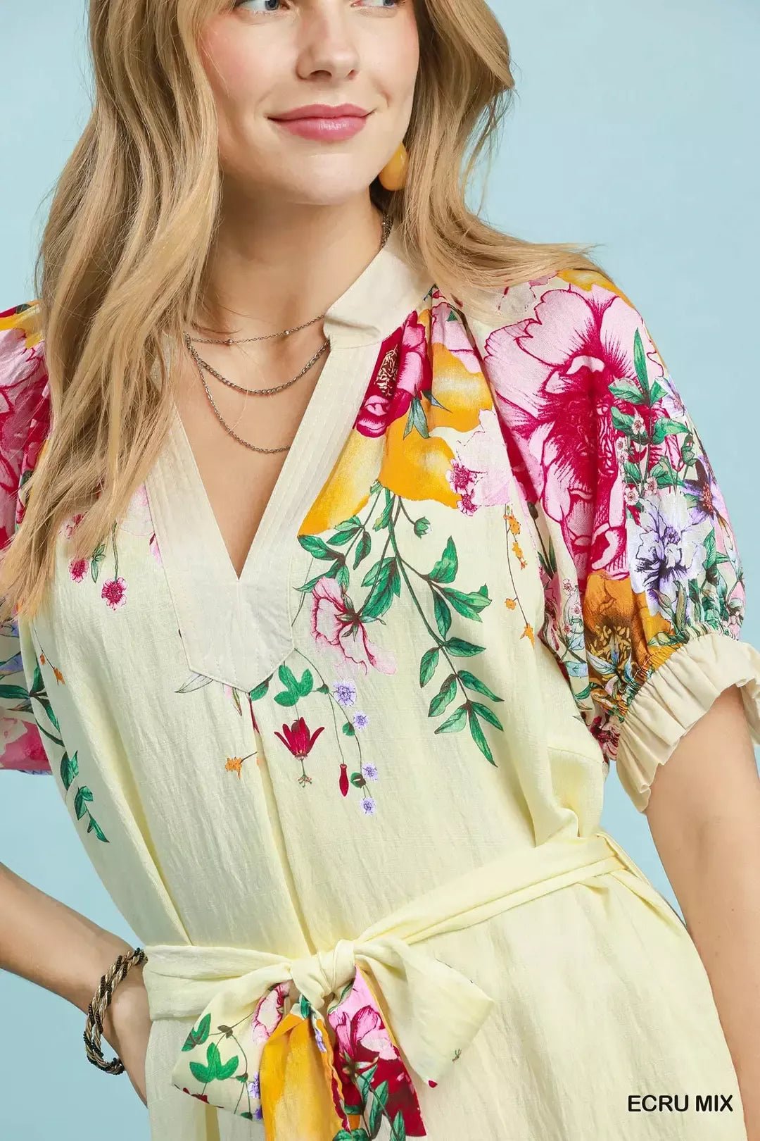 Umgee Mix Floral Border Print Midi Dress - Bitsy Gypsy Boutique