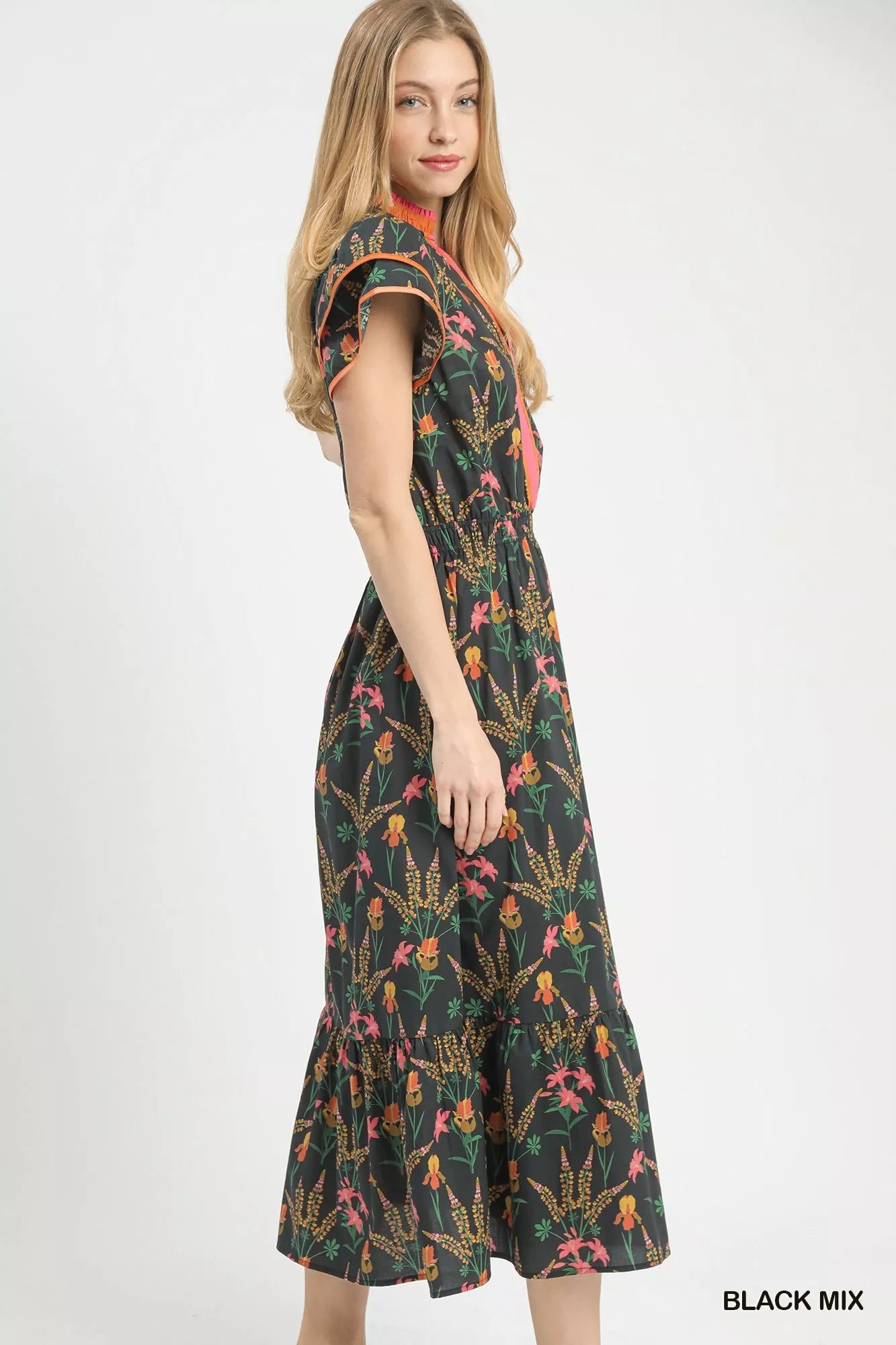 Umgee Mix Floral Midi Dress - Bitsy Gypsy Boutique