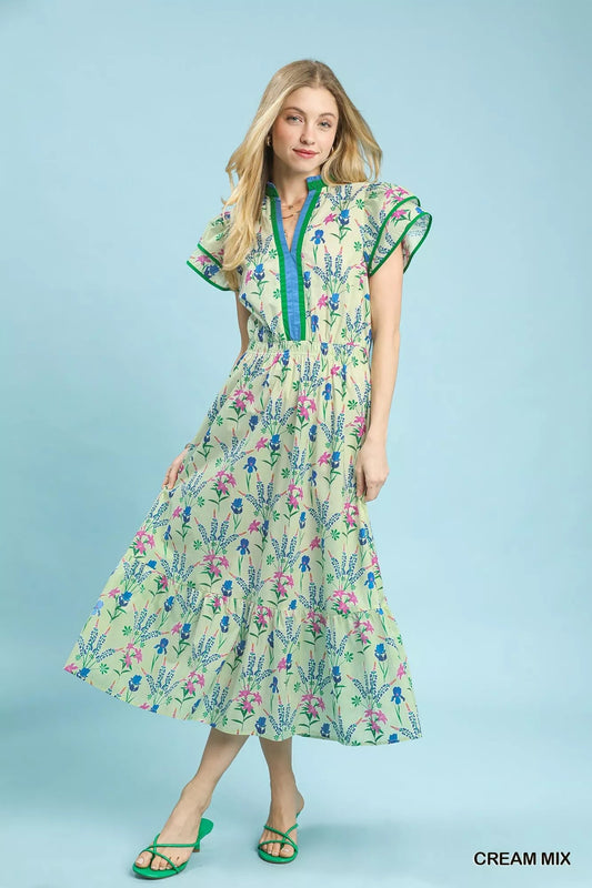 Umgee Mix Floral Midi Dress - Bitsy Gypsy Boutique