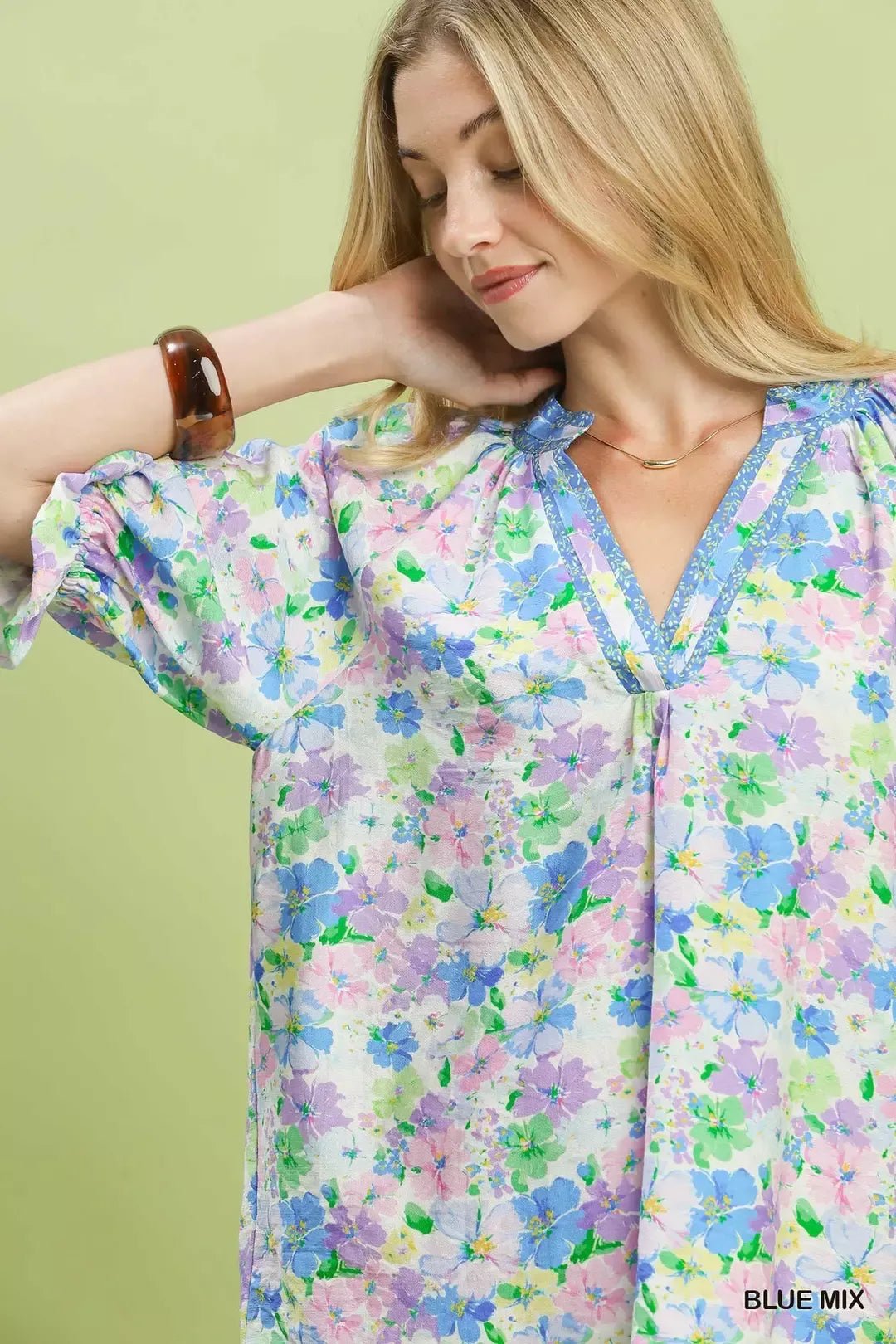 Umgee Mix Floral Print Ruffle Top - Bitsy Gypsy Boutique