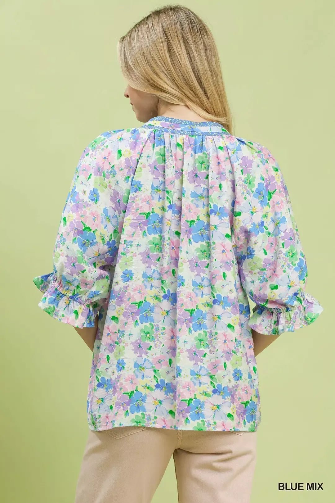 Umgee Mix Floral Print Ruffle Top - Bitsy Gypsy Boutique