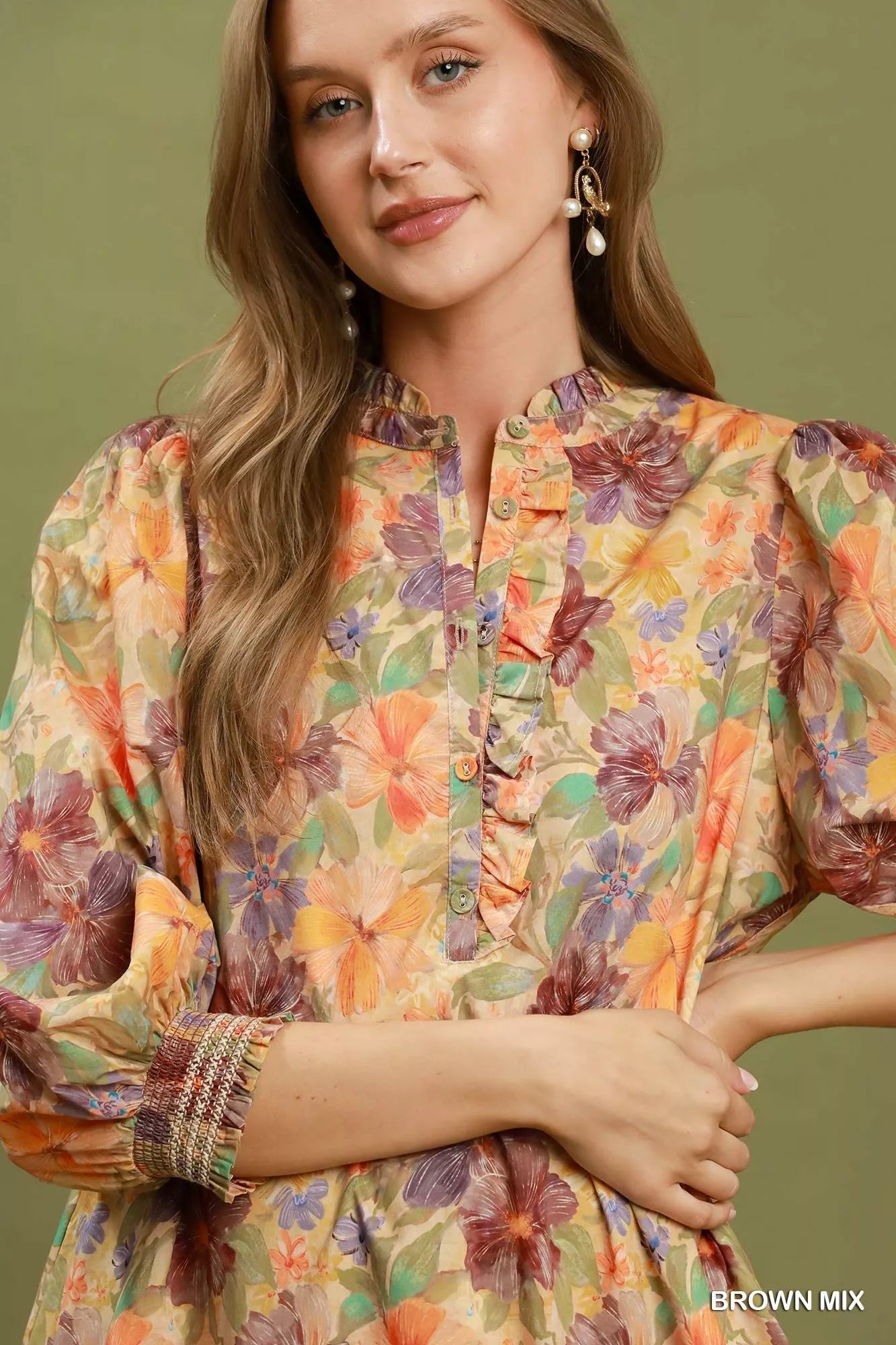 Umgee Mix Floral Print Smocked Cuff Mini Dress - Bitsy Gypsy Boutique