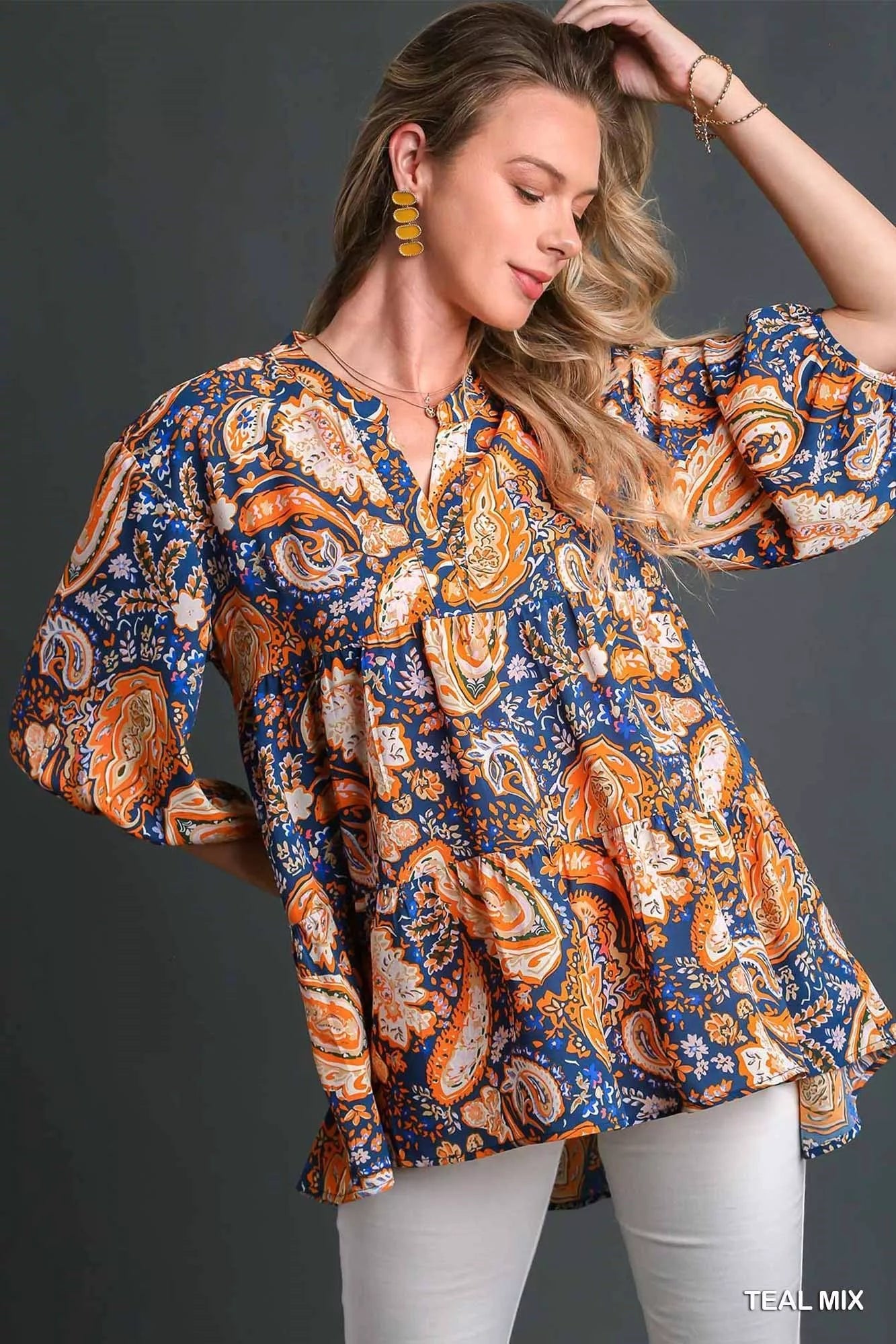 Umgee Mix Paisley Boho Tunic Blouse - Bitsy Gypsy Boutique