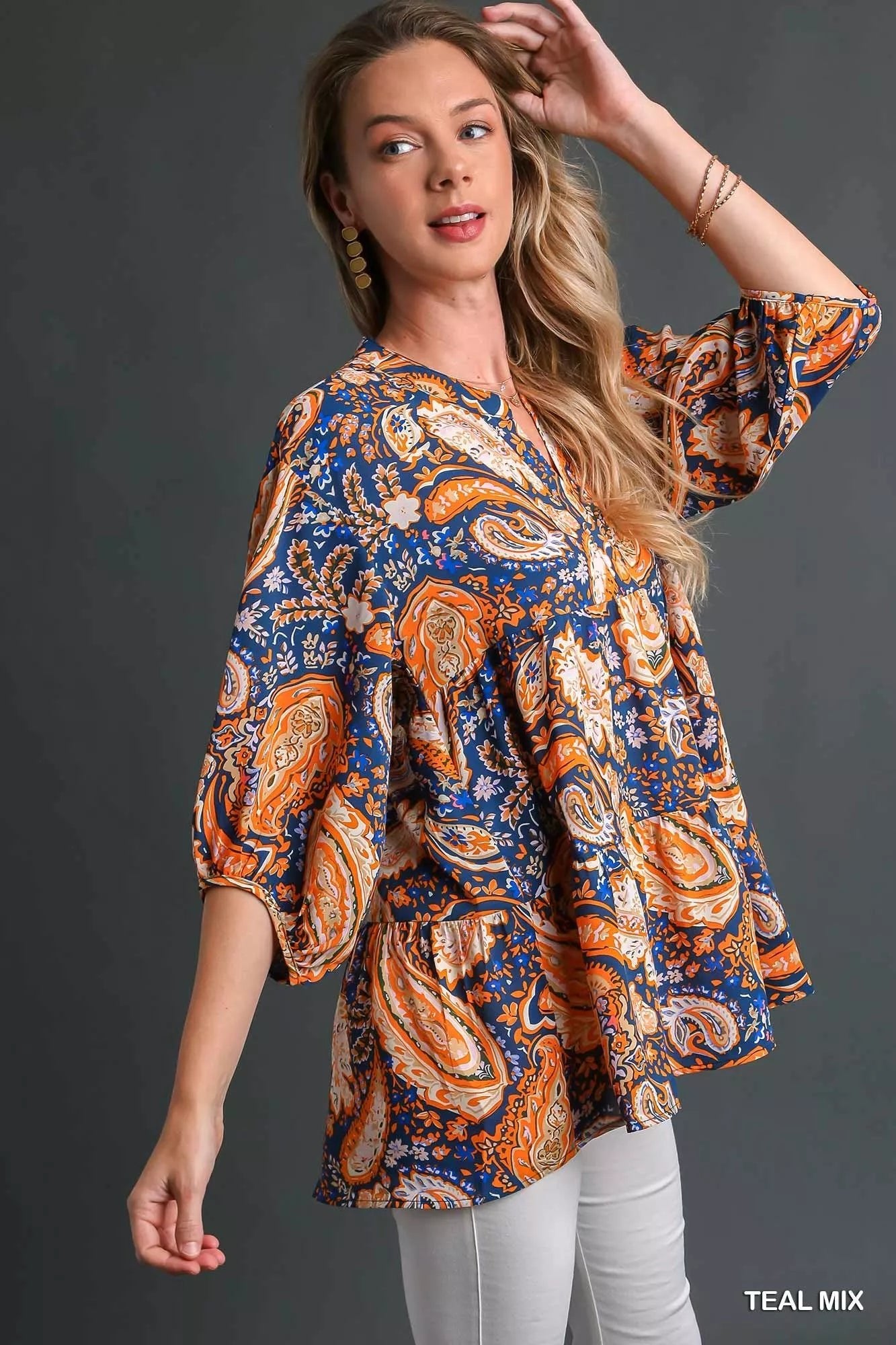 Umgee Mix Paisley Boho Tunic Blouse - Bitsy Gypsy Boutique