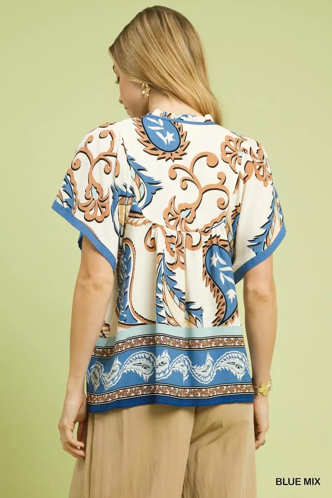 Umgee Mix Paisley Border Print Tassel Top - Bitsy Gypsy Boutique