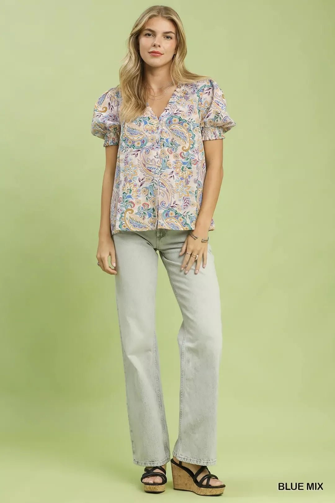 Umgee Mix Paisley Floral Button Down Shirt - Bitsy Gypsy Boutique