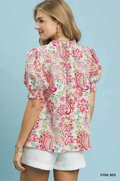 Umgee Mix Paisley Floral Button Down Shirt - Bitsy Gypsy Boutique