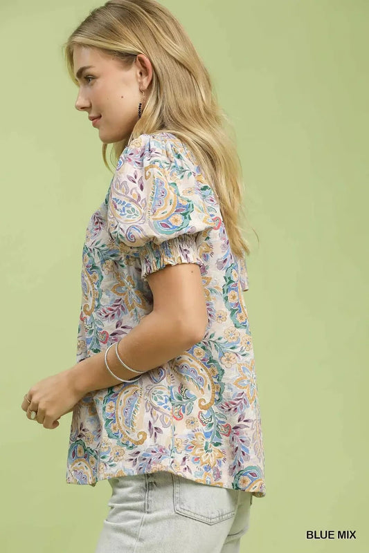 Umgee Mix Paisley Floral Button Down Shirt - Bitsy Gypsy Boutique