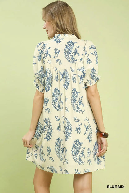 Umgee Mix Paisley Scallop Trim Dress - Bitsy Gypsy Boutique