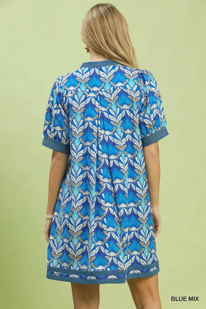 Umgee Mix Tile Print Mini Dress - Bitsy Gypsy Boutique