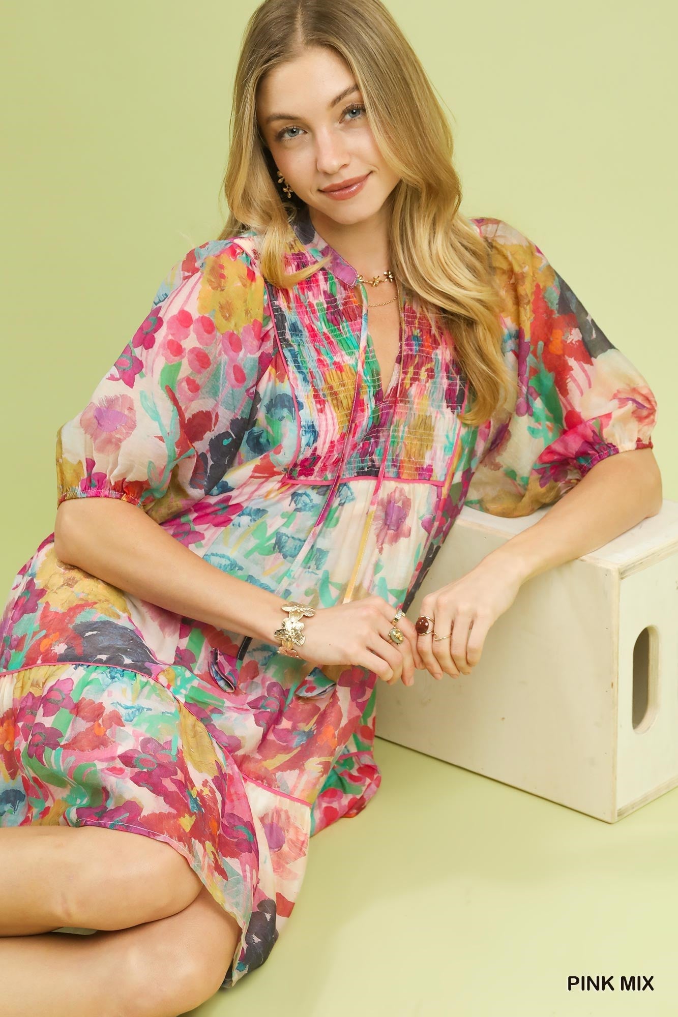Umgee Mix Watercolor Floral Babydoll Dress - Bitsy Gypsy Boutique