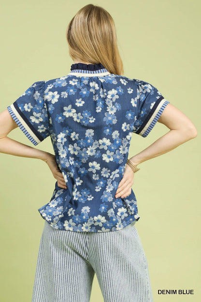 Umgee Mixed Media Print Top - Bitsy Gypsy Boutique