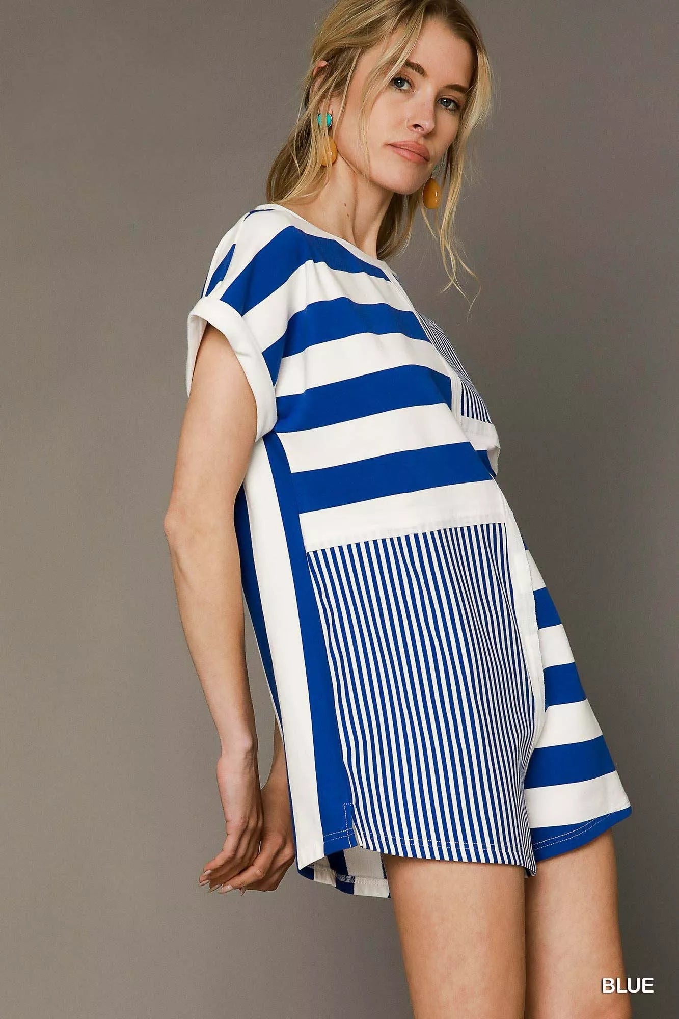 Umgee Mixed Striped Short Sleeve Romper - Bitsy Gypsy Boutique