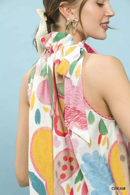 Umgee Multi - Color Floral Halter Neck Boho Top - Bitsy Gypsy Boutique