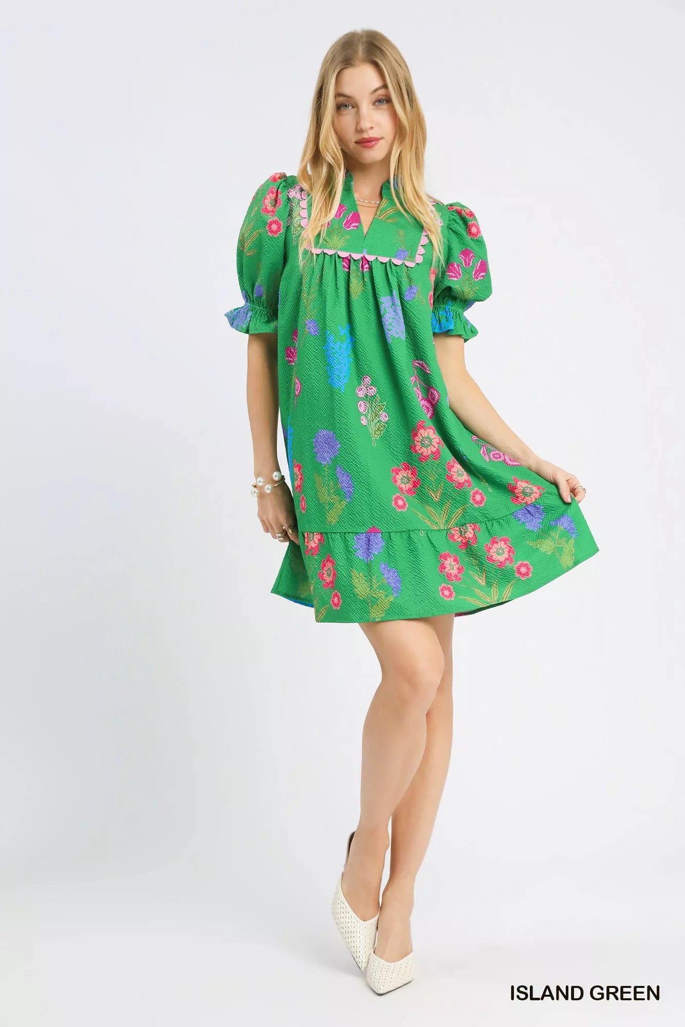 Umgee Multi Flower Print V-Neck Dress - Bitsy Gypsy Boutique