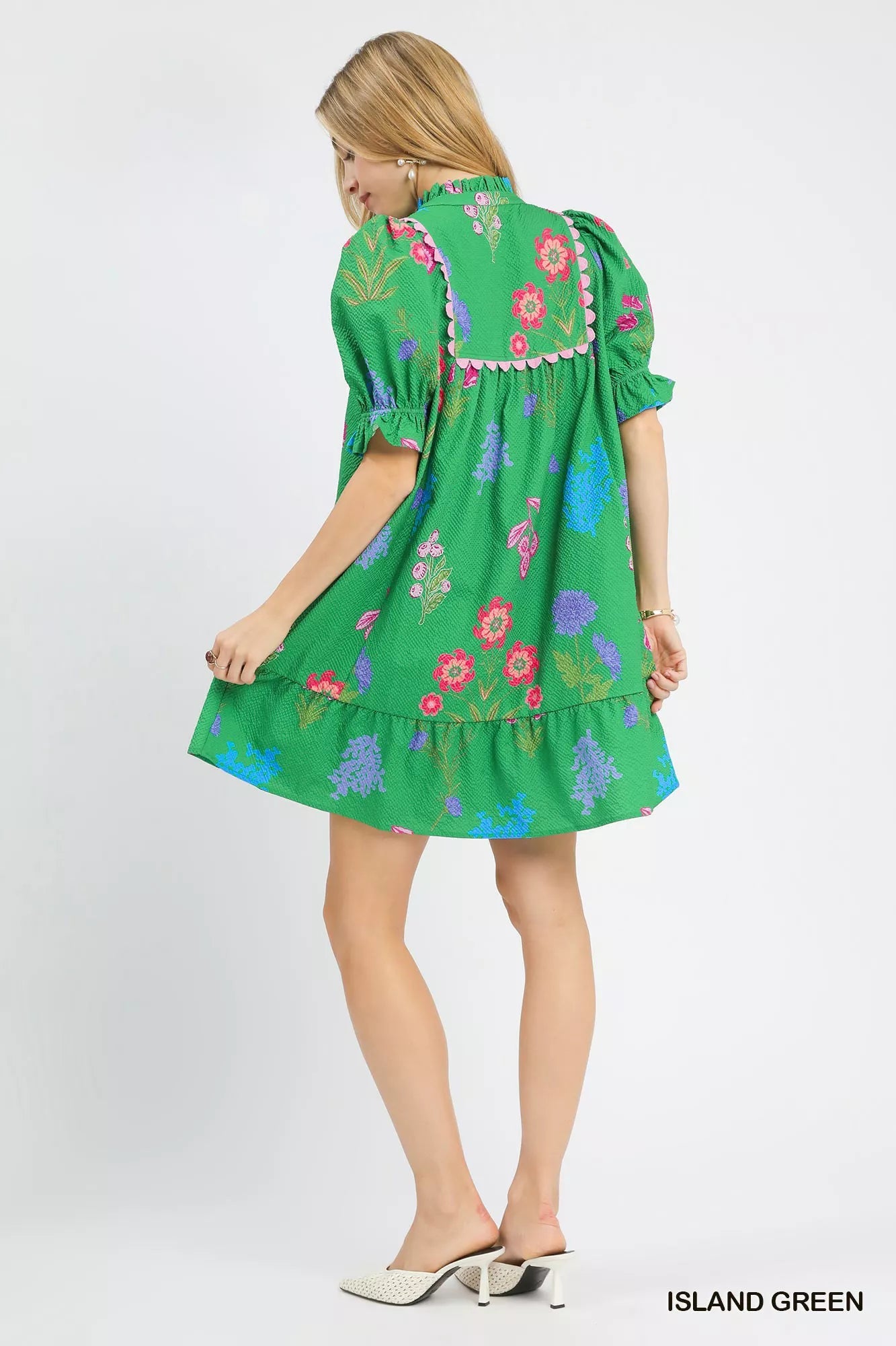 Umgee Multi Flower Print V-Neck Dress - Bitsy Gypsy Boutique