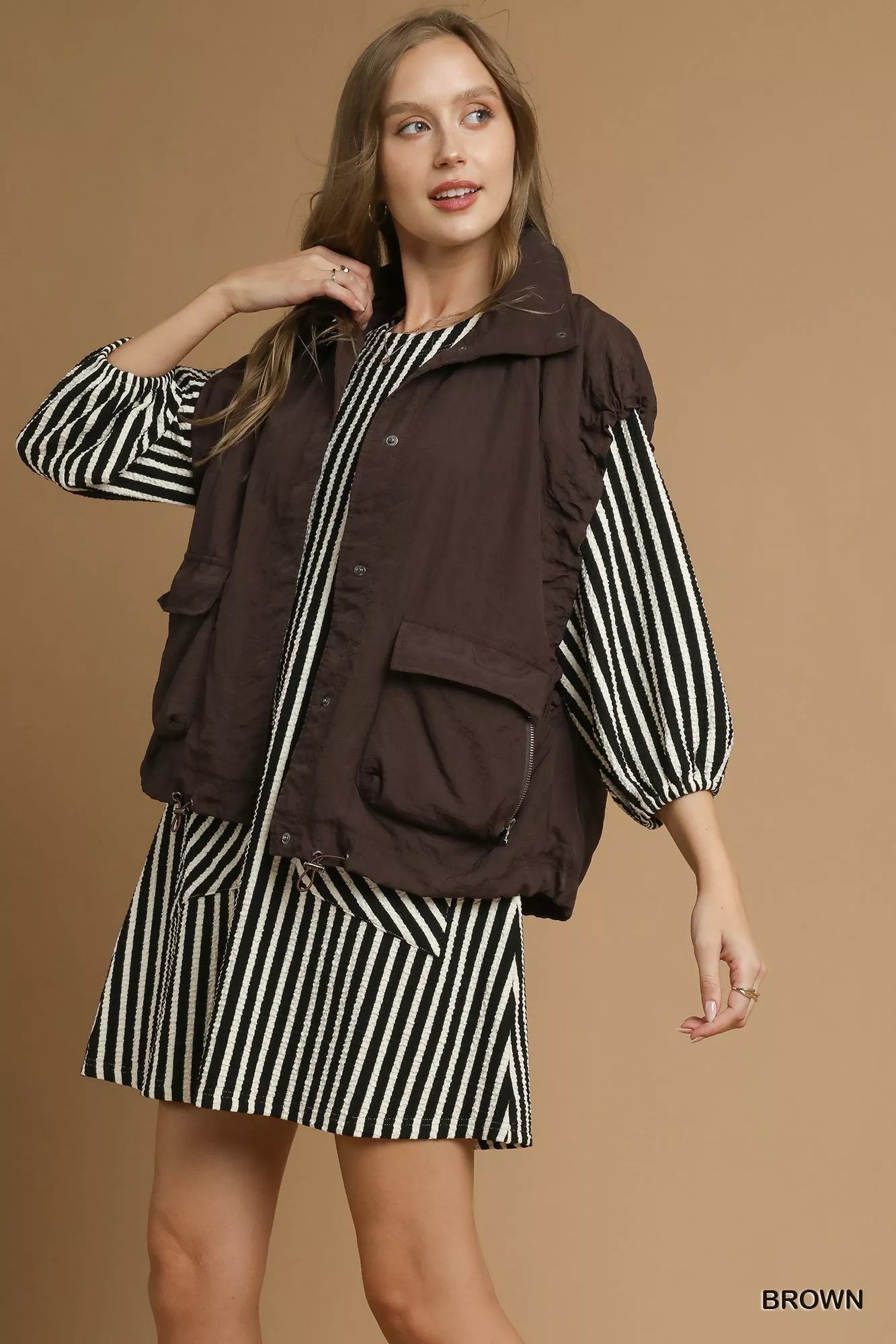 Umgee Nylon Vest with Pockets - Bitsy Gypsy Boutique