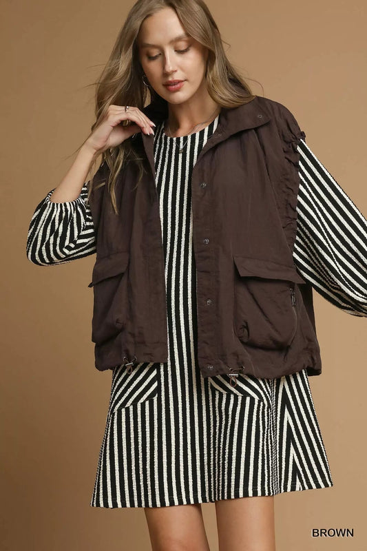 Umgee Nylon Vest with Pockets - Bitsy Gypsy Boutique