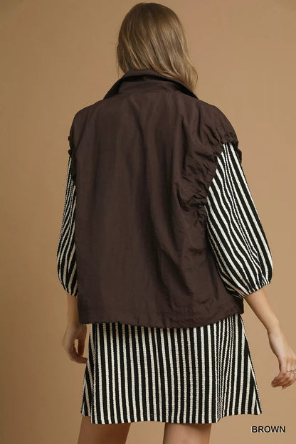 Umgee Nylon Vest with Pockets - Bitsy Gypsy Boutique