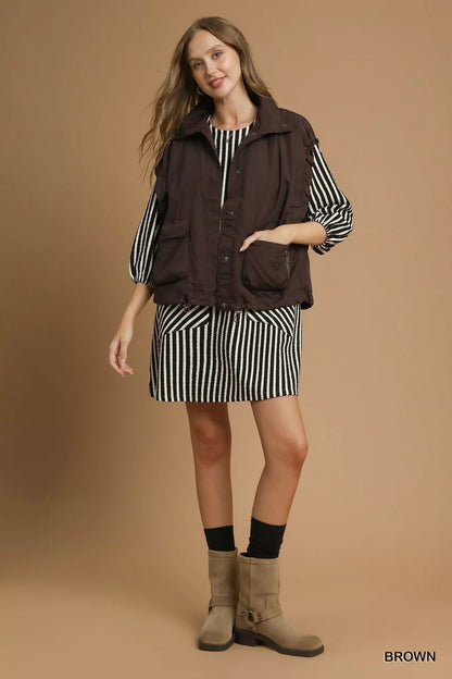 Umgee Nylon Vest with Pockets - Bitsy Gypsy Boutique