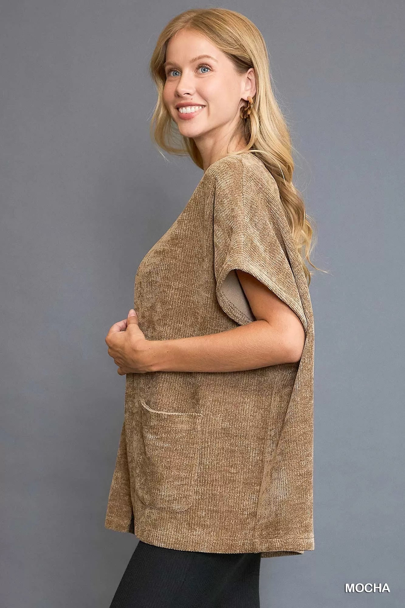 Umgee Open Front Knit Cardigan with Front Pockets - Bitsy Gypsy Boutique