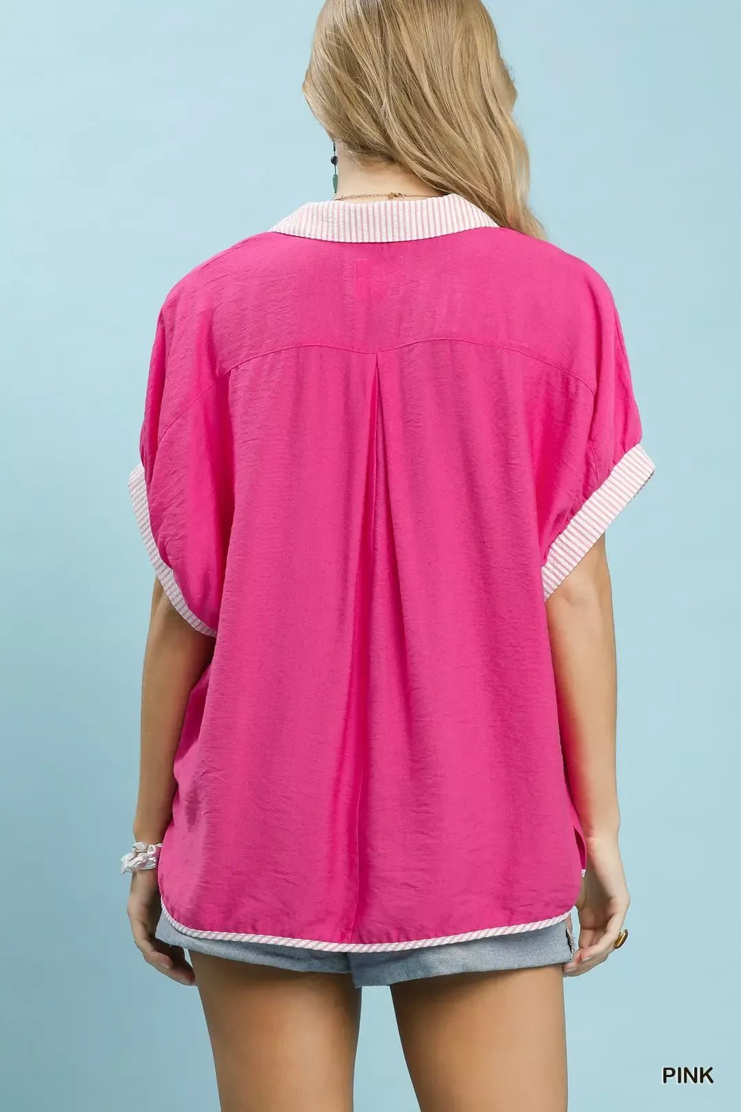 Umgee Oversized Contrast Stripe Trim Top - Bitsy Gypsy Boutique