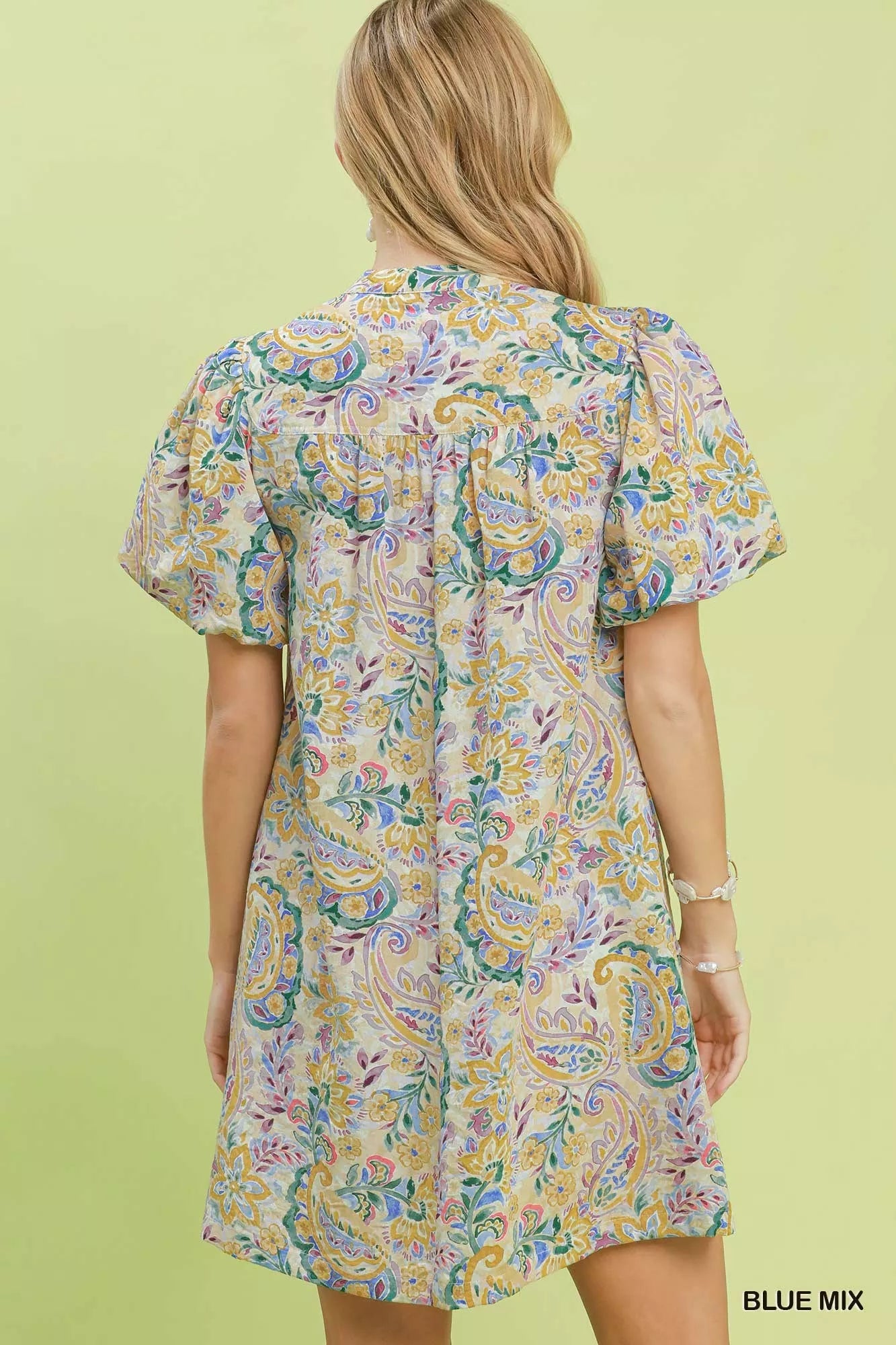 Umgee Paisley Floral Puff Sleeve Shift Dress - Bitsy Gypsy Boutique