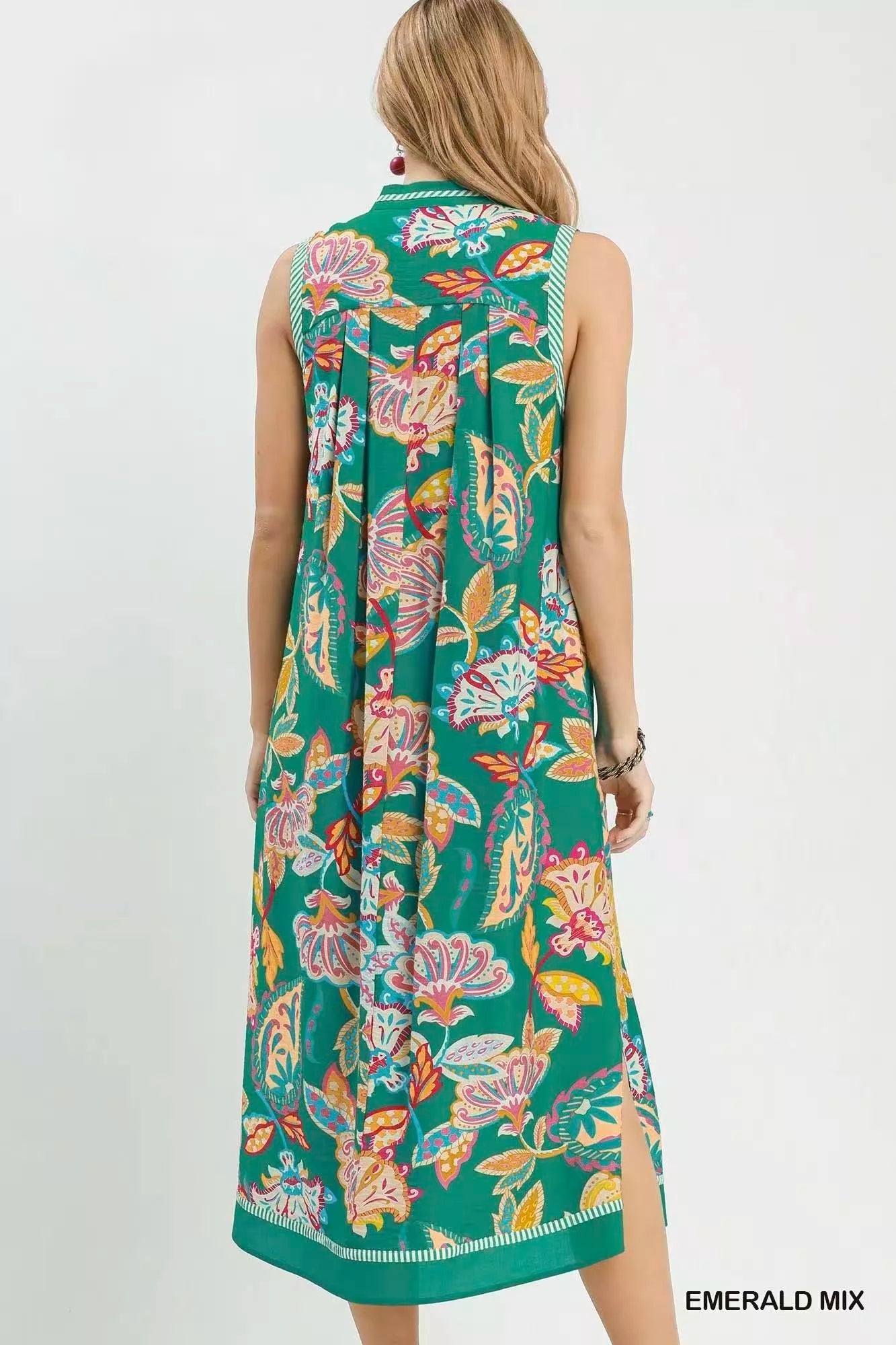 Umgee Paisley Floral Sleeveless Midi Dress - Bitsy Gypsy Boutique