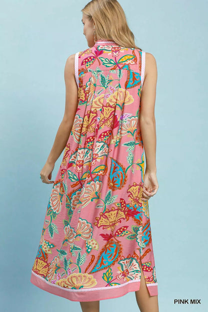 Umgee Paisley Floral Sleeveless Midi Dress - Bitsy Gypsy Boutique