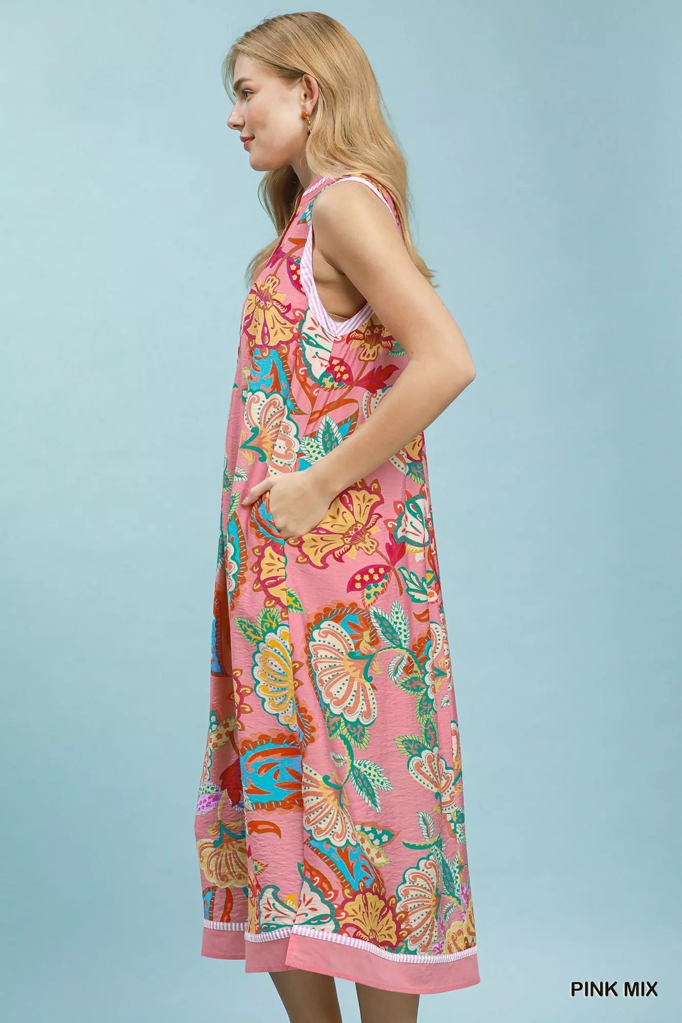 Umgee Paisley Floral Sleeveless Midi Dress - Bitsy Gypsy Boutique
