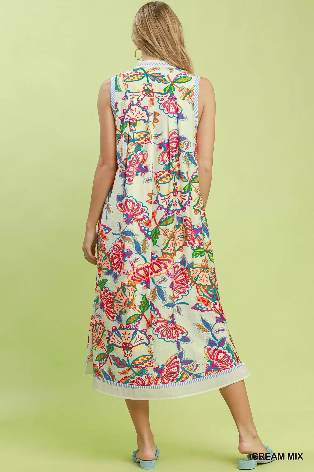 Umgee Paisley Floral Sleeveless Midi Dress - Bitsy Gypsy Boutique